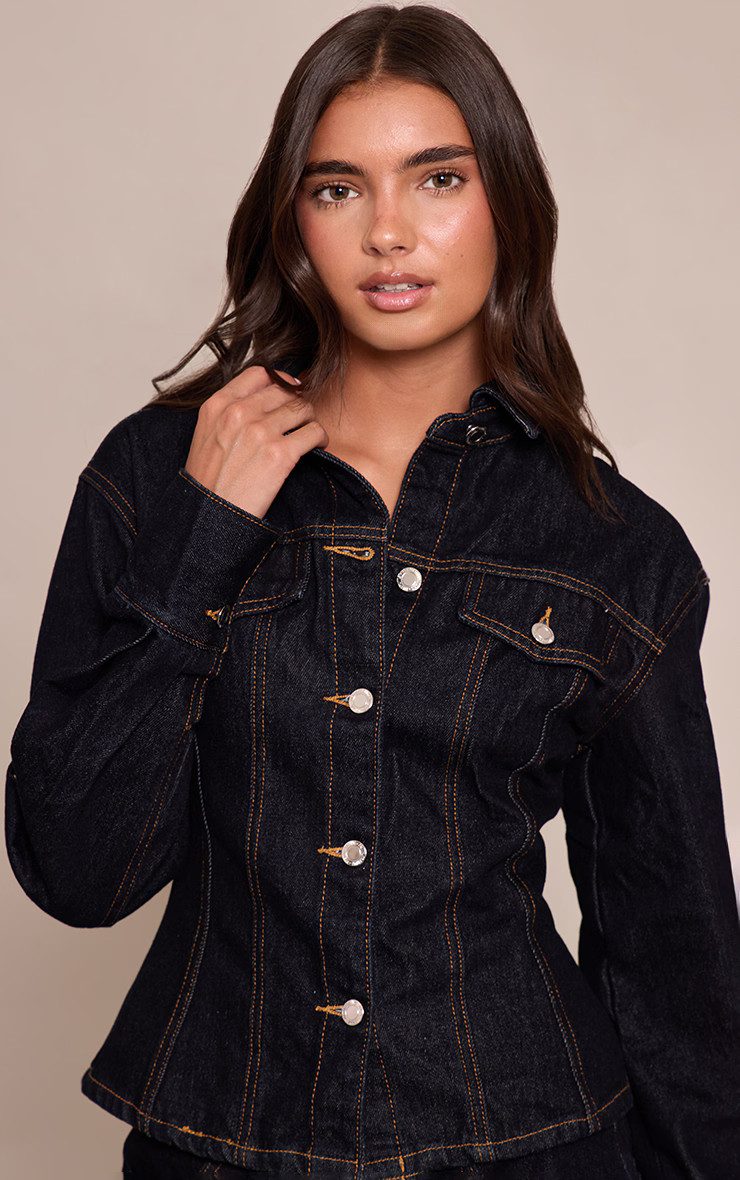 Raw Indigo Wash Long Sleeve Cinch Waist Denim Jacket | PrettyLittleThing UK