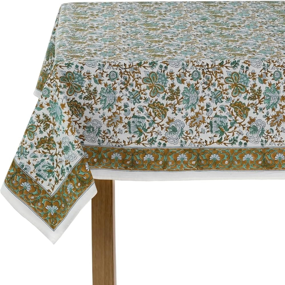 CPC Tablecloth 100% Cotton 60"x60" Indian Block Print Square Table Cover, Table Cloth for Wedding... | Amazon (US)