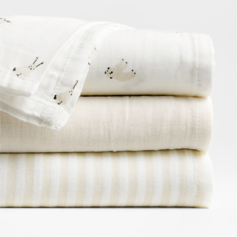 Supersoft Natural 100% Organic Cotton Gauze Sleepytime Baby Swaddle Blankets, Set of 3 | Crate & Barrel