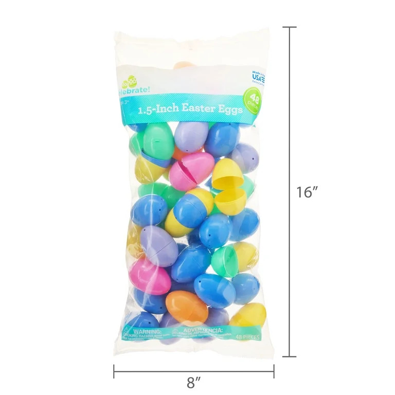 Easter Multicolor Plastic Fillable Eggs, 1.5 in, 48 Count, by Way To Celebrate | Walmart (US)