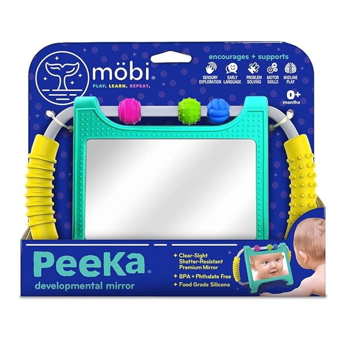 Mobi Peeka Activity Toy - Tummy Time Baby Mirror, Food Grade Silicone Montessori Toys, Shatterpro... | Amazon (US)