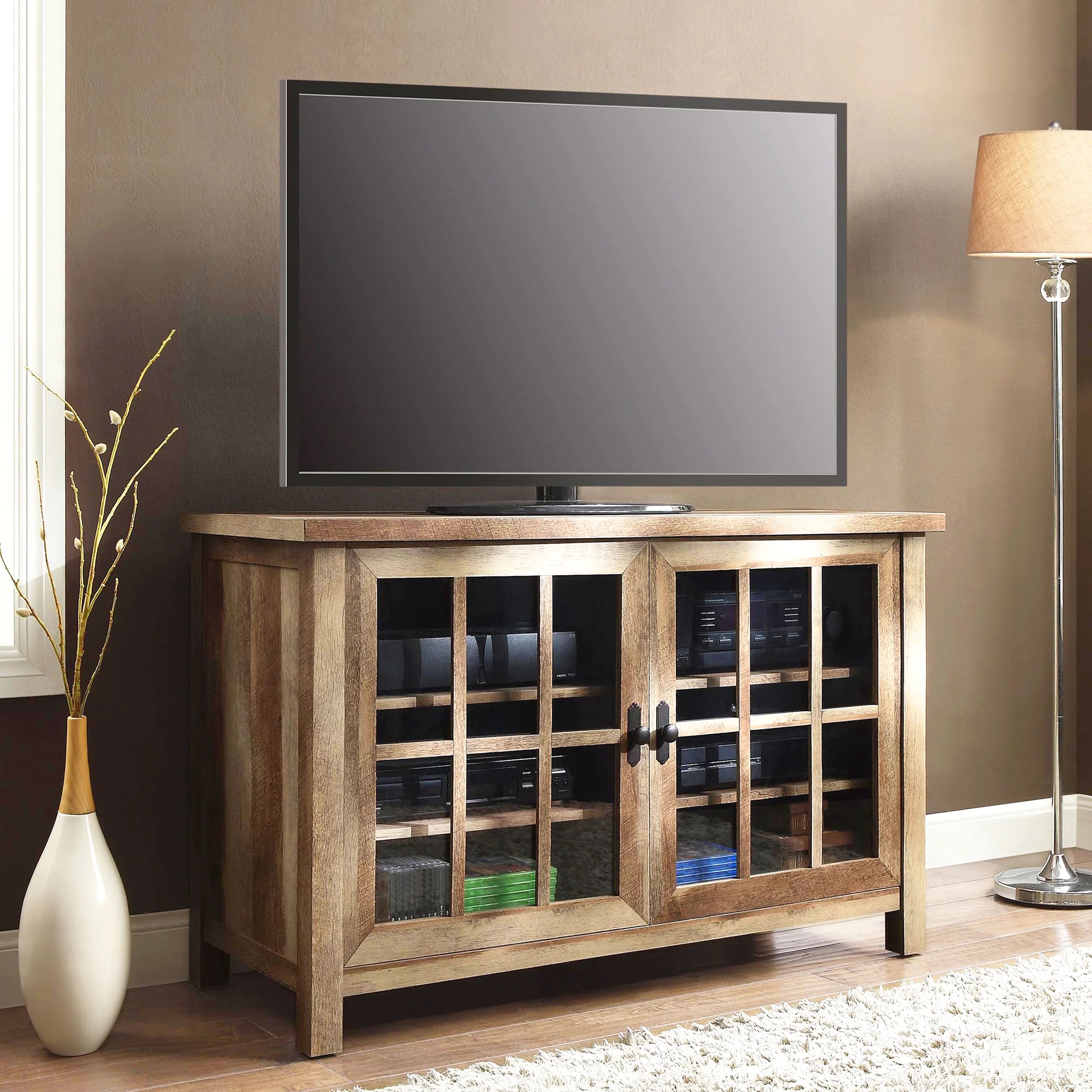 Better Homes & Gardens Oxford Square TV Stand for TVs up to 55", Rustic Brown | Walmart (US)