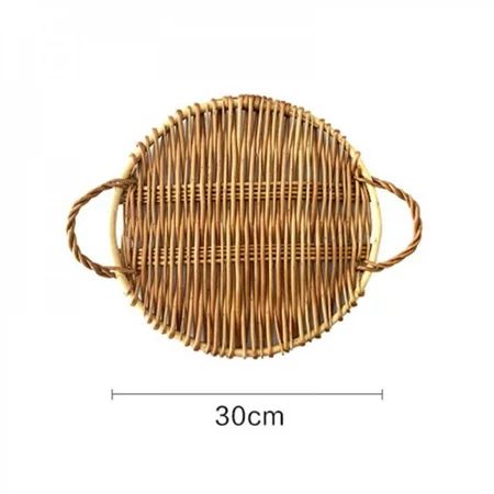 Abcelit Japanese Rattan Fruit Tray with Handles Rattan Wicker Decorative Trays Large for Coffee Tea  | Walmart (US)