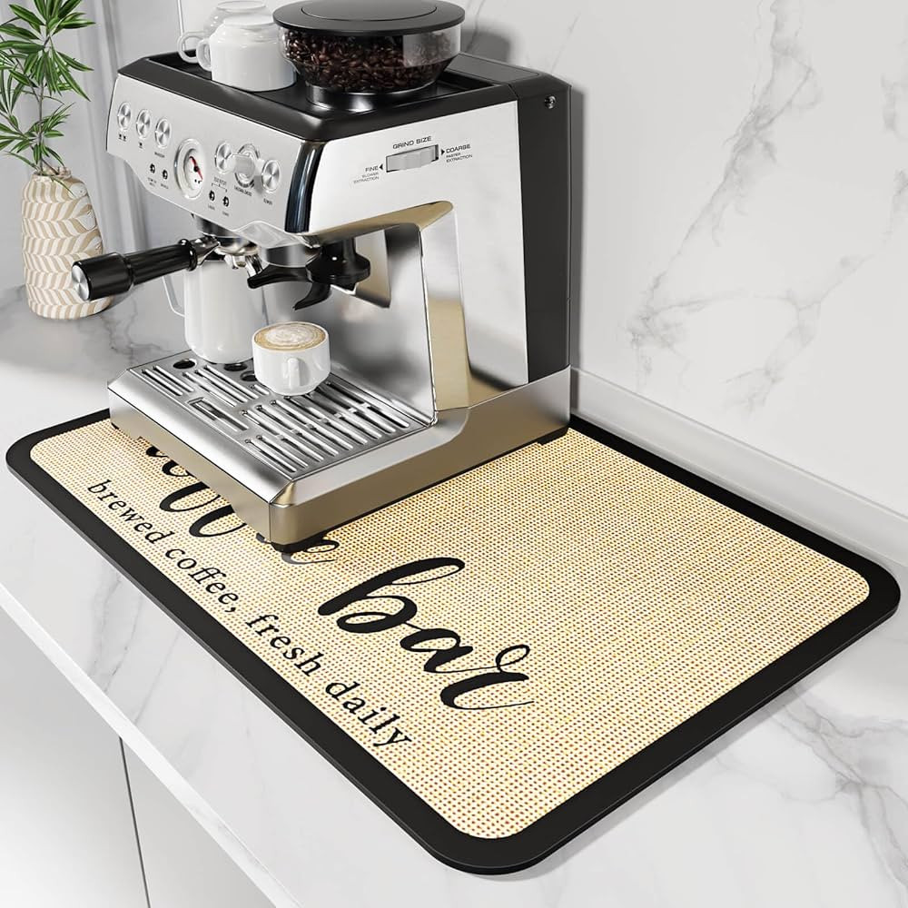 DK177 Coffee Mat Coffee Bar Mat Hide Stain Absorbent Drying Mat with Waterproof Rubber Backing Fi... | Amazon (US)