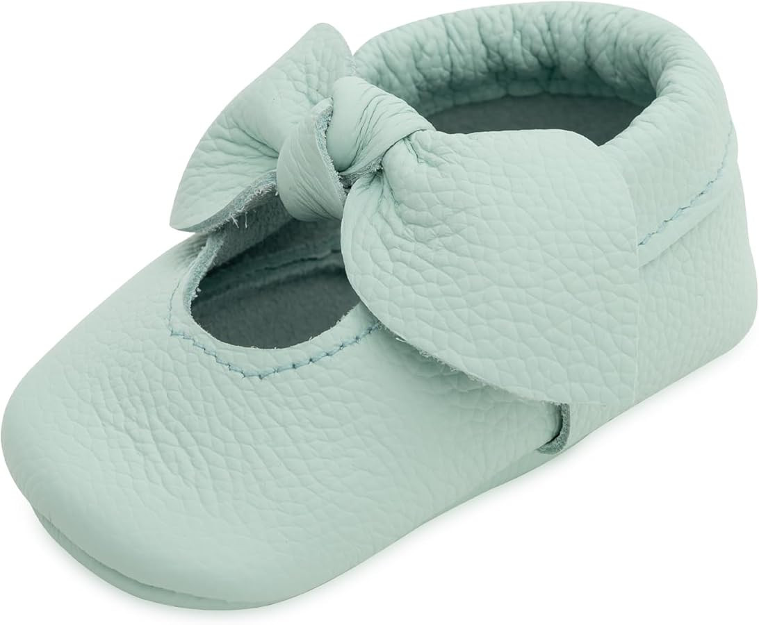 BirdRock Baby Bow and Knot Moccasins - Genuine Leather Baby Girl Shoes | Amazon (US)