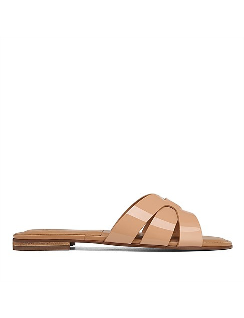 Caroline Sunkissed Tan Patent Leather Flat Sandal | David Jones (Australia & New Zealand)