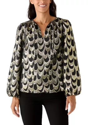 Women's Metallic Jacquard Woven Top | Belk