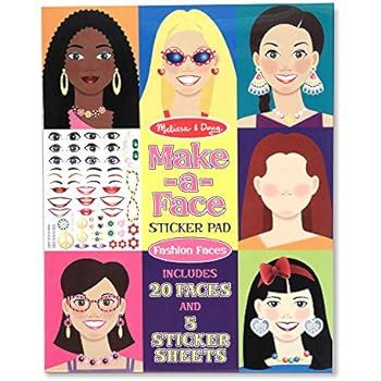 Melissa & Doug Make-a-Face Sticker Pad - Fashion Faces (20 Faces, 5 Sticker Sheets, Great Gift fo... | Amazon (US)