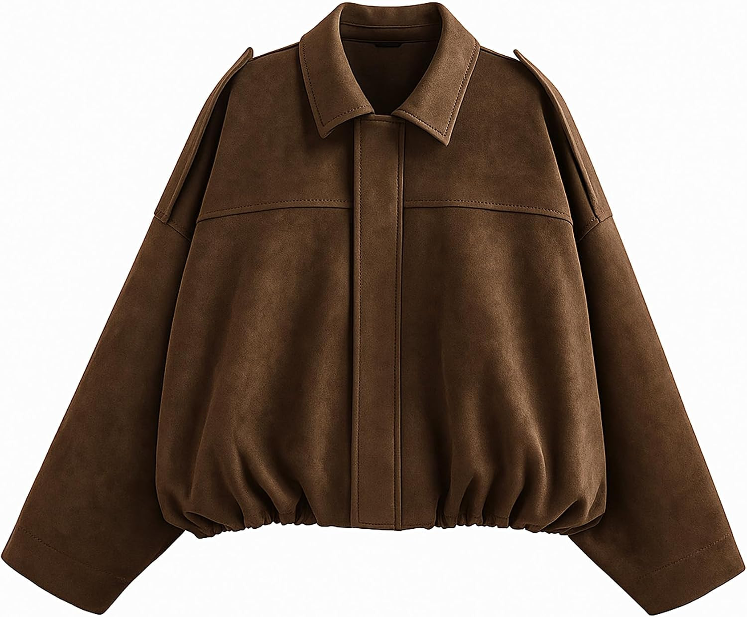 WERFORU Women's Faux Suede Bomber Jacket Casual Pilot Coat Oversized Spring Fall Batwing Long Sleeve Streetwear Outwear | Amazon (UK)