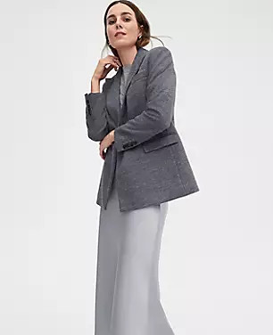 The Relaxed Double Breasted Long Blazer in Twill | Ann Taylor (US)