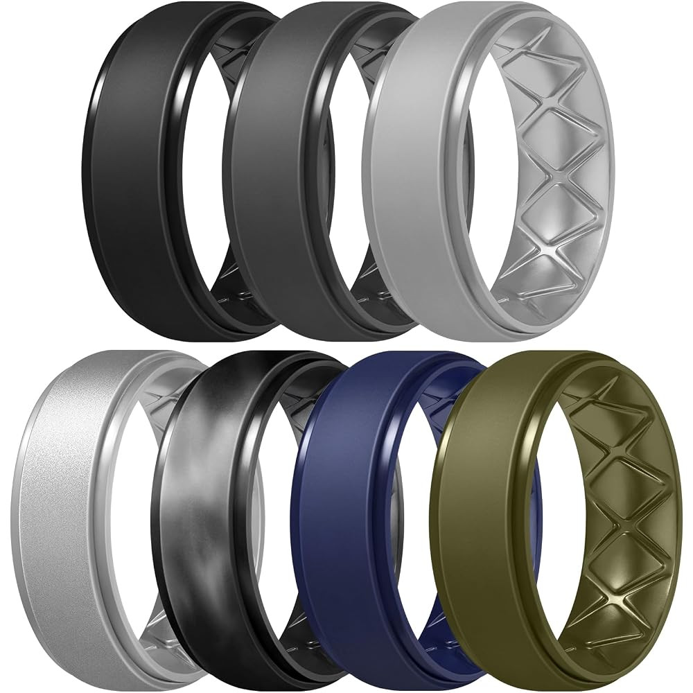 Egnaro Inner Arc Ergonomic Breathable Design, Silicone Rings Mens with Half Sizes, 7 Rings / 6 Ri... | Amazon (US)