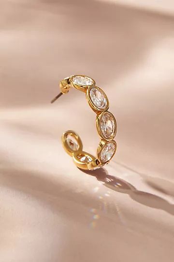 Small Oval Pavé Hoop Earrings | Anthropologie (US)