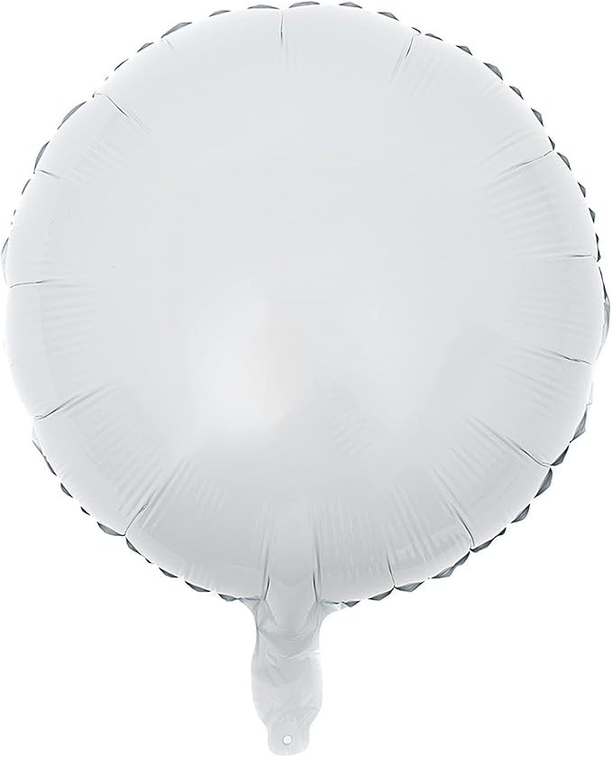White Foil Balloons, Round Shape 10pcs Big Mylar Balloons Helium Balloons for Birthday Baby Showe... | Amazon (US)