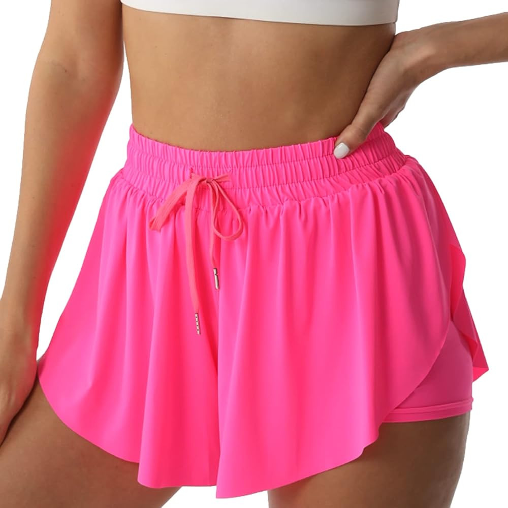 Flowy Athletic Shorts for Women Running Tennis Butterfly Shorts Girls 2-in-1 Double Layer Quick-D... | Amazon (US)