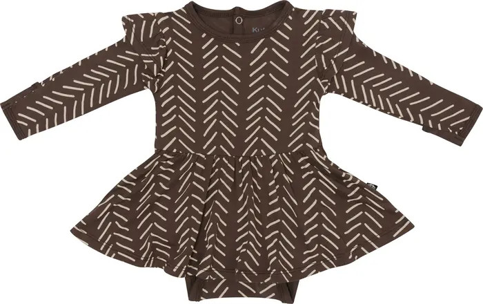 Espresso Herringbone Long Sleeve Skirted Bodysuit | Nordstrom Rack