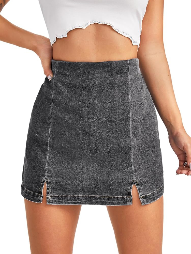 Floerns Women's Casual Split Hem High Waist Denim Skorts Skirt Shorts | Amazon (US)