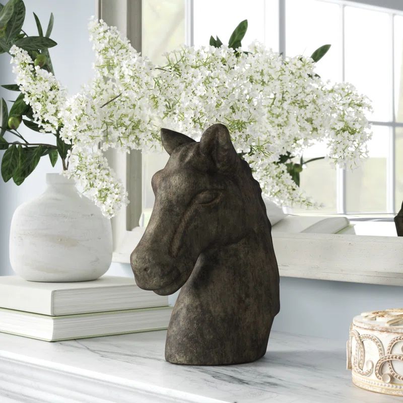 Brewton Horse Wood Carved Table Bust | Wayfair North America