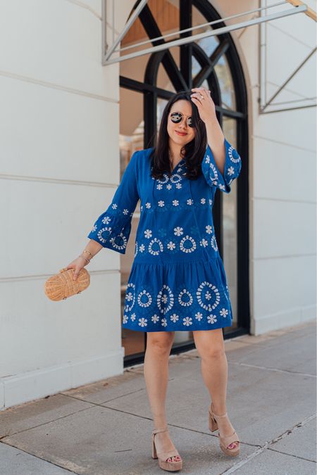 Spring dress embroidered and flattering. Tunic dress by Tyler boe that’s cute for springtime, graduation or spring break trips. Runs true to size! Platform suede heels are so comfy and true to size A great graduation shoe option 


#LTKshoecrush #LTKSeasonal #LTKtravel