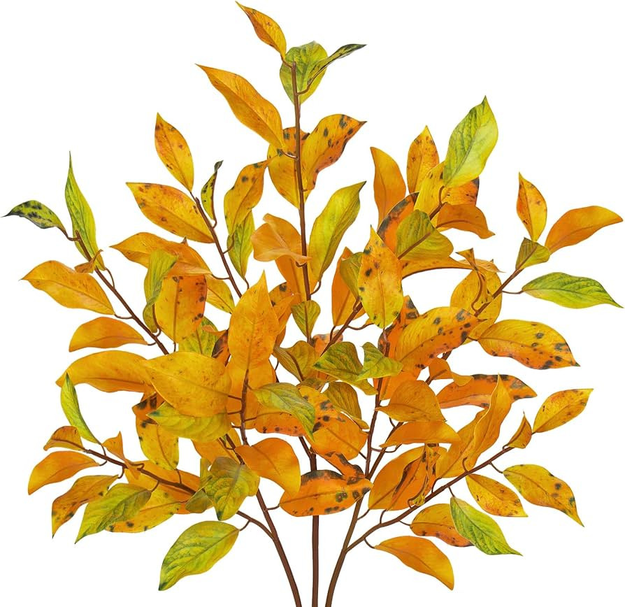 Oairse 3 Pcs Fall Leaves Stems Long Faux Fall Bay Leaves with Branches Artificial Autumn Branches... | Amazon (US)