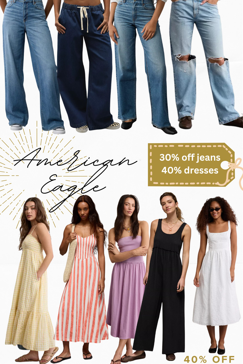 Some great deals to be found at American Eagle this week. Love these flowy dresses and all the hotest jean trends. Classicly casual and easy looks! 

 #LTKSeasonal #LTKOver40 #LTKSaleAlert