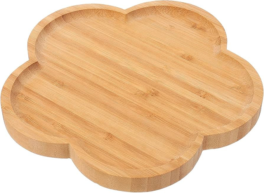 Hemoton Wood Serving Tray Flower Shaped Dessert Plate Food Tray Dinner Plate Serving Platter Appe... | Amazon (US)