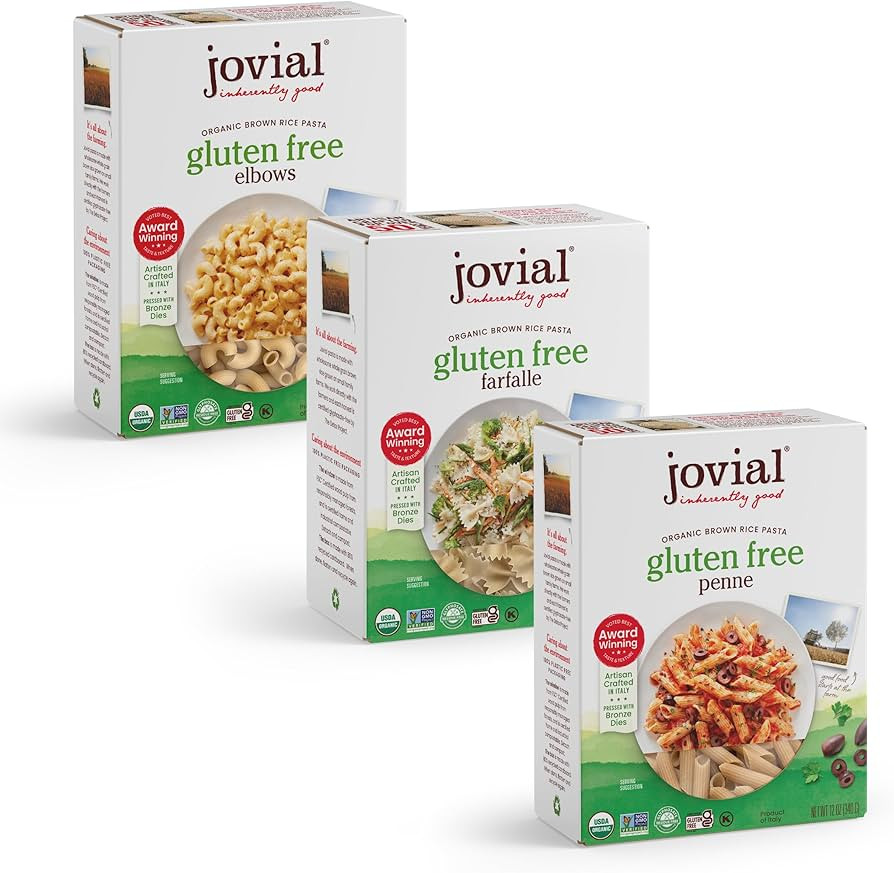 Jovial Farfalle Pasta | Jovial Elbows Pasta | Jovial Penne Rigate Pasta | Whole Grain Brown Rice ... | Amazon (US)