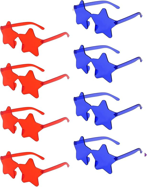 Dllween 8 Pairs Independence Day Star Shape Sunglasses, 4th of July Sunglasses Rimless Colorful G... | Amazon (US)