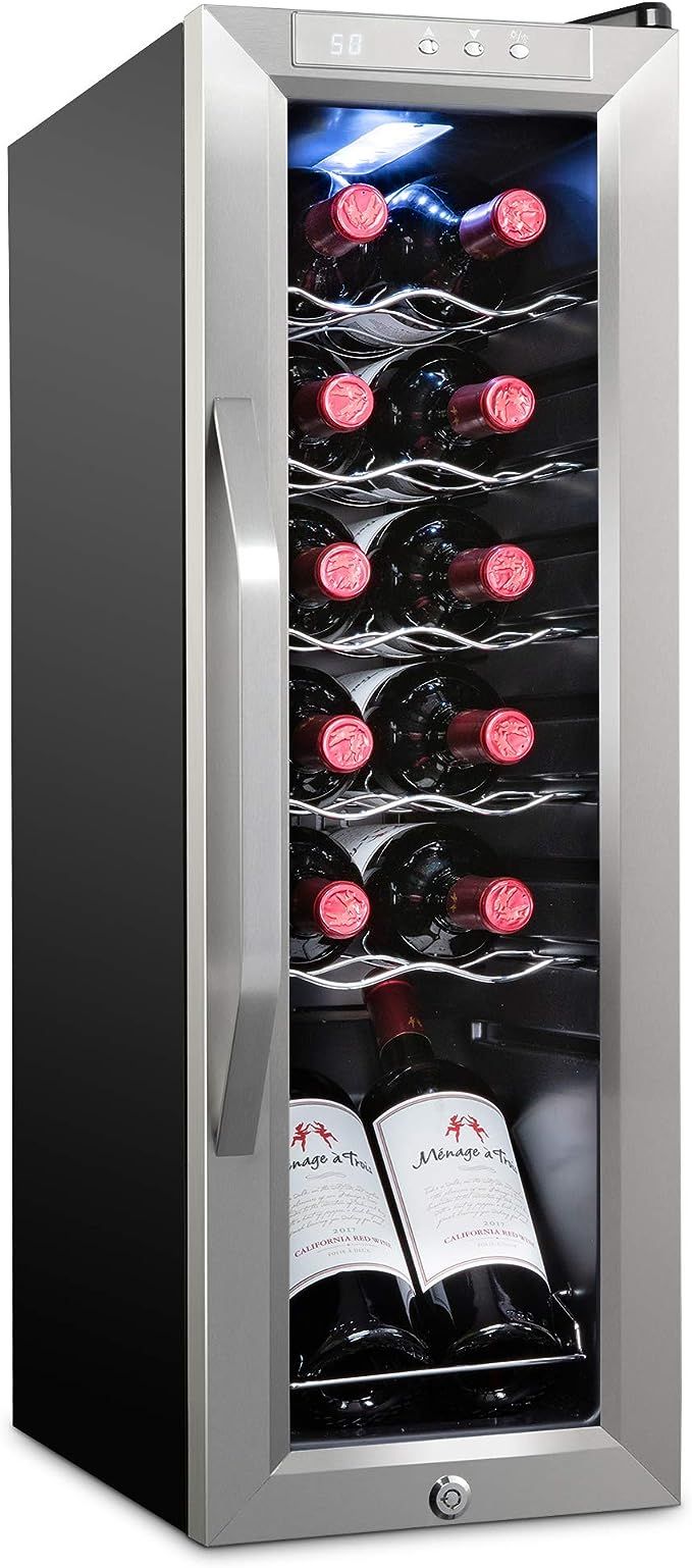 Ivation 12 Bottle Compressor Wine Cooler Refrigerator w/Lock | Large Freestanding Wine Cellar For... | Amazon (US)