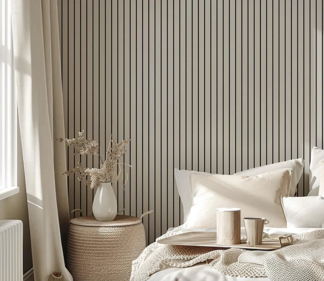 Minimal Stripe Removable Peel & Stick Wallpaper, Stripe Black and White Self Adhesive Wallpaper, ... | Etsy (US)