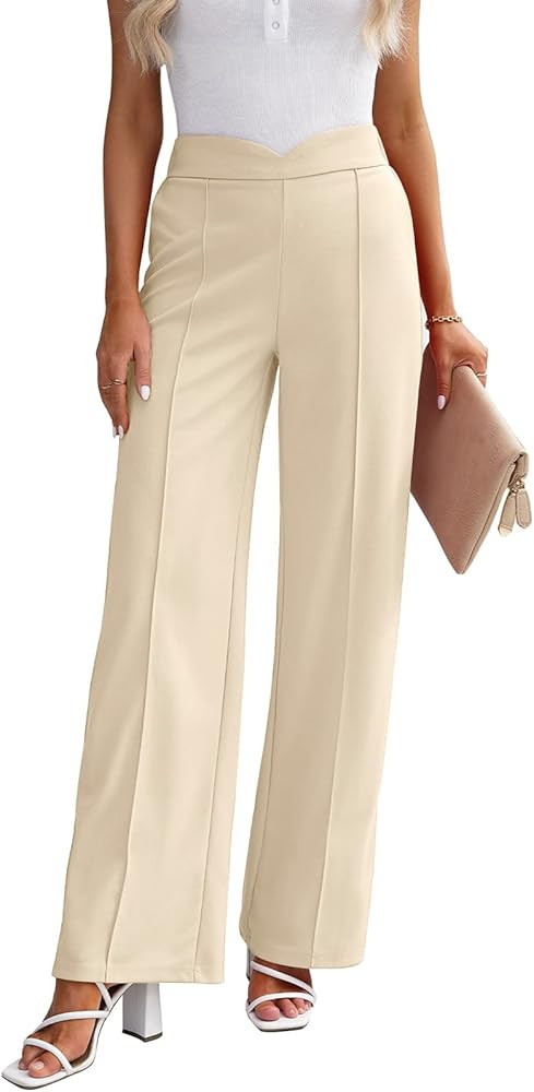 Vetinee 2023 Womens Dress Pants Business Casual High Waisted Wide Leg Trousers Work Office Pull O... | Amazon (US)