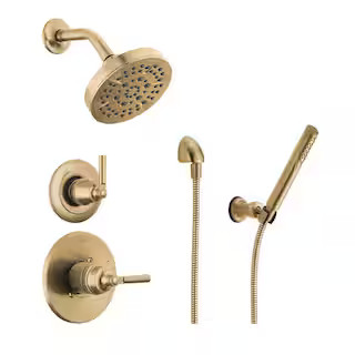 Saylor 5-Spray Dual Wall Mount Fixed and Handheld Shower Head 1.75 GPM in Champagne Bronze | The Home Depot