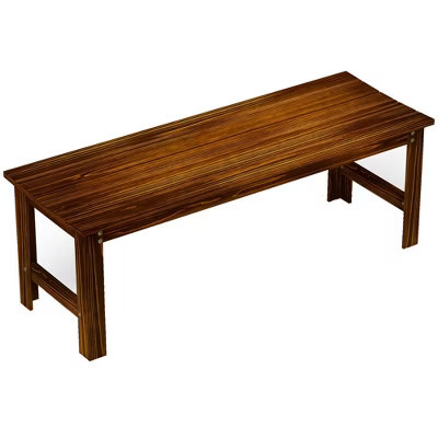 Outsunny 2-Seat Wood Garden Bench, Slated Patio Bench Outdoor Bench, Carbonized | Target