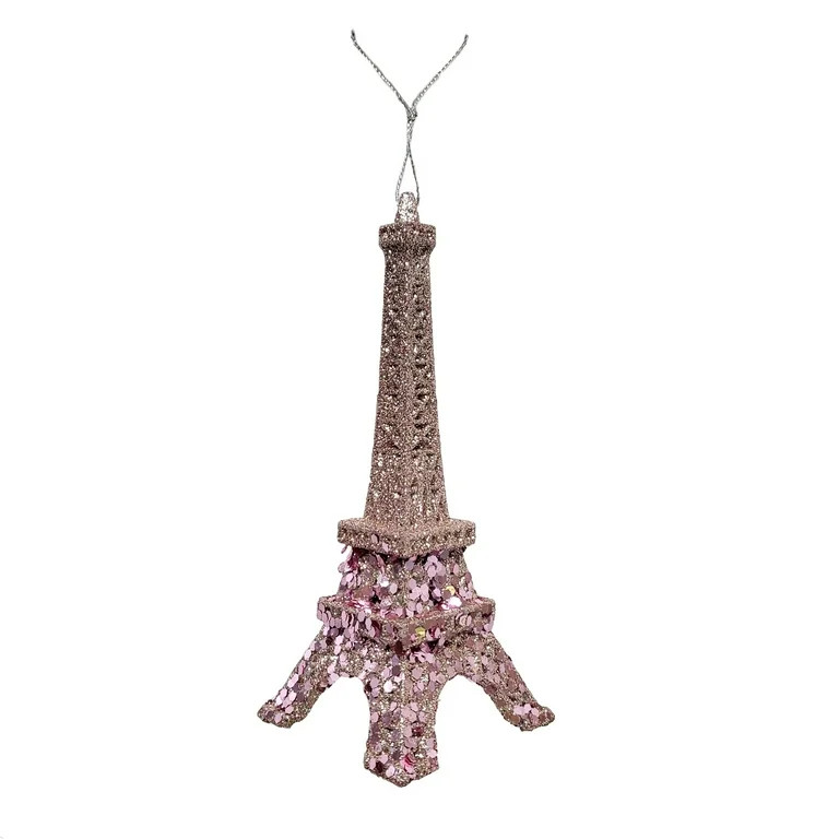 Pink Glitter Eiffel Tower Christmas Themed Ornament, 6.25 in, by Holiday Time | Walmart (US)