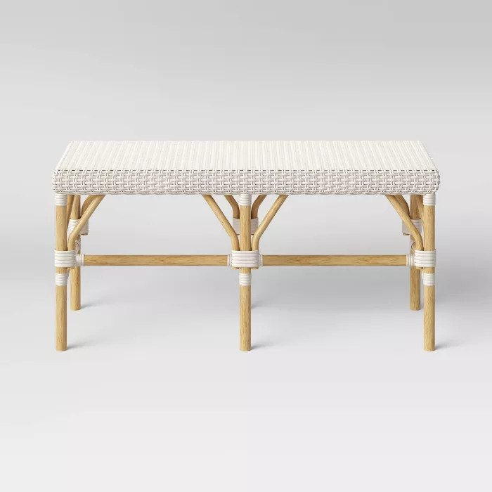 Perry Rattan Woven Bench Cream - Threshold™ | Target