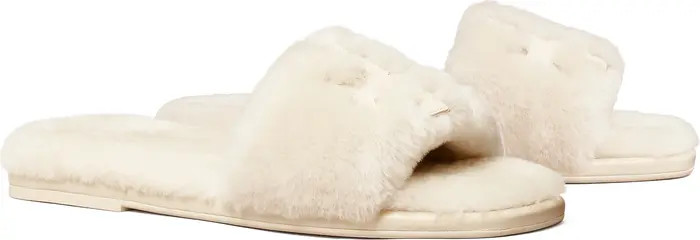 Double T Genuine Shearling Sport Slide Sandal | Nordstrom
