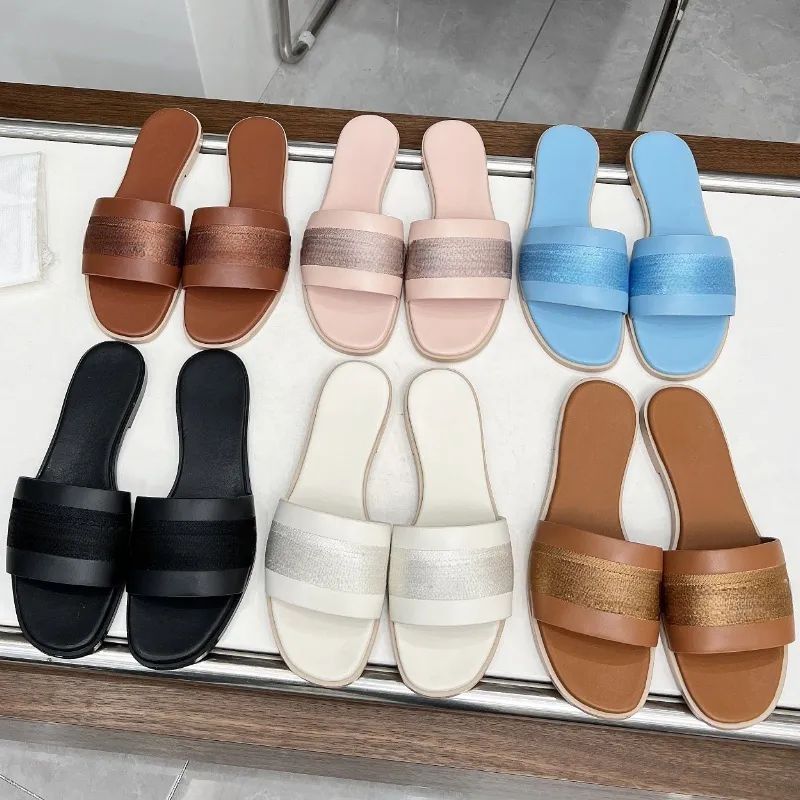 Designer Flat Sandals Luxury Slippers Women's Embroider Sandal Fashion Letter Slipper for Women S... | DHGate