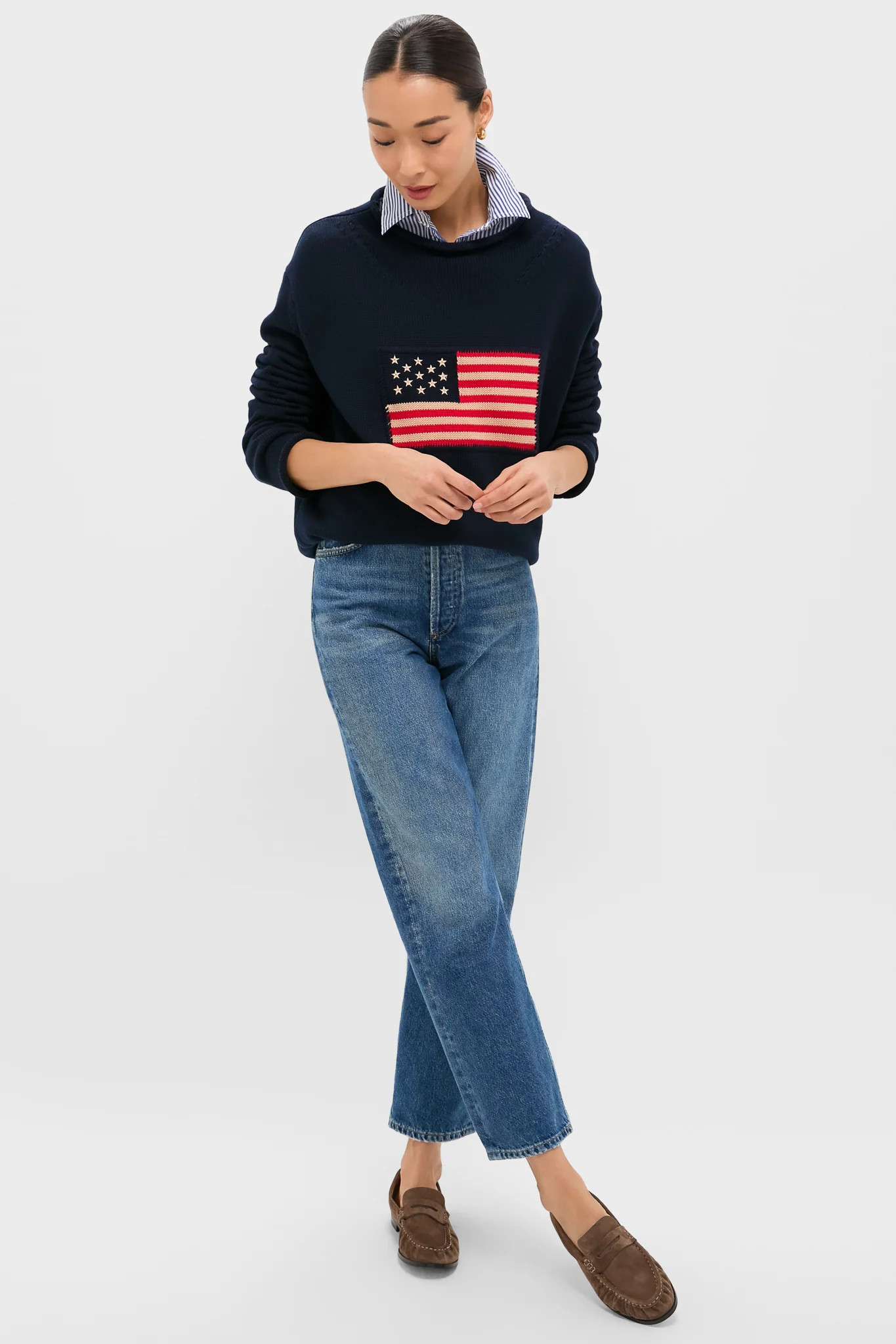 Navy Cotton Rollneck Americana Sweater | Tuckernuck (US)