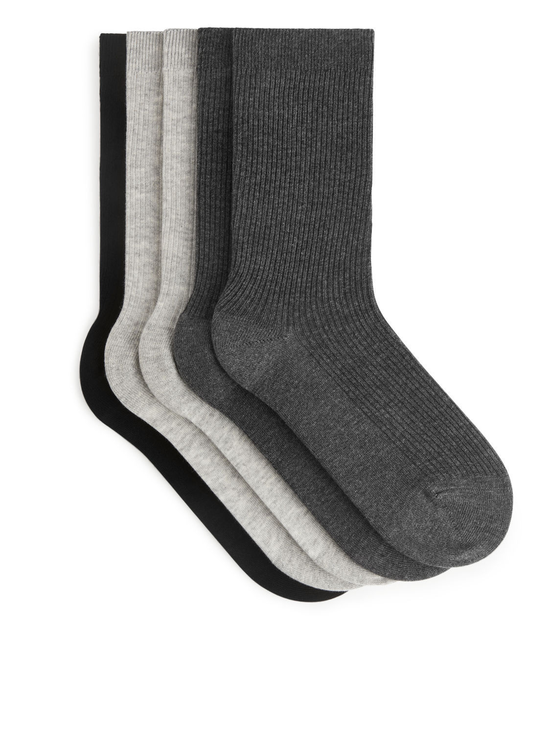 Gerippte Baumwollsocken, 5er-Pack - Grau/Schwarz - Socks & Tights - ARKET DE | ARKET (EU)