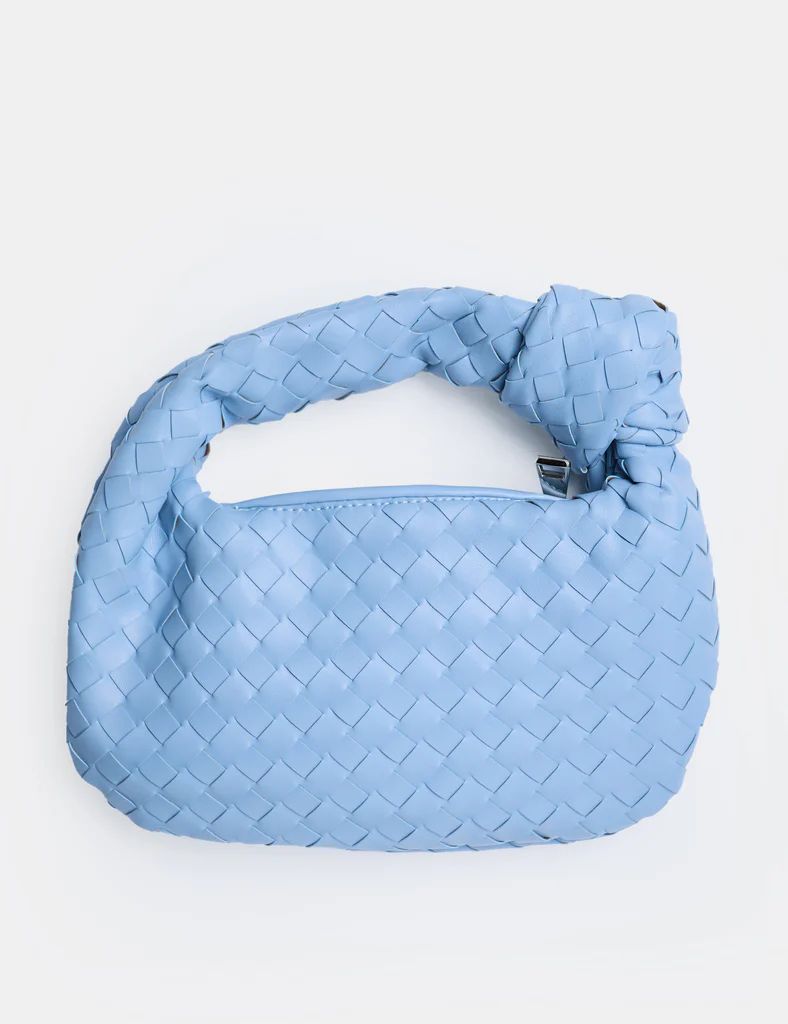 The Blame Baby Blue Woven Pu Knot Detail Mini Pu Bag | Public Desire