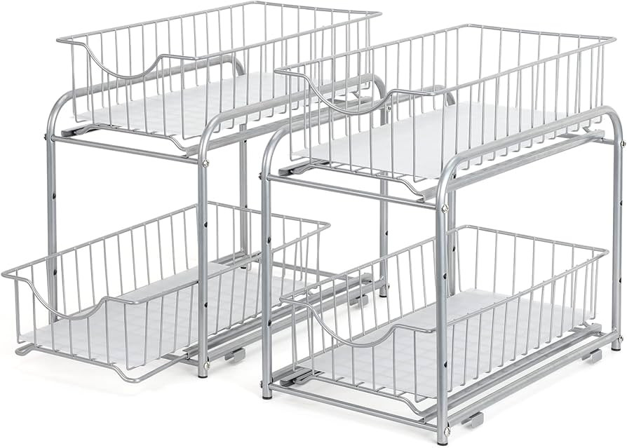 Amazon.com: MOOACE 2 Pack Stackable 2-Tier Under Sink Cabinet Organizer with Sliding Storage Draw... | Amazon (US)