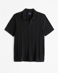 Cable Stitch Johnny Collar Sweater Polo | Abercrombie & Fitch (US)