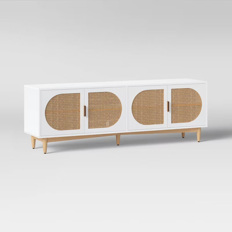 Organic Caned TV Stand for TVs up to 65" White - Threshold™ | Target