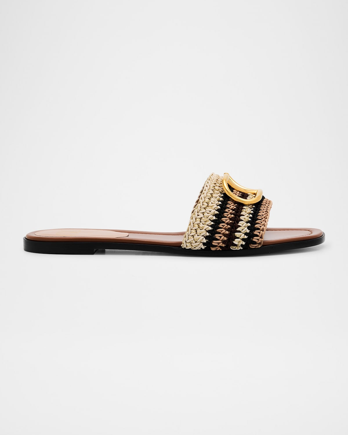 VLogo Crochet Flat Slide Sandals | Neiman Marcus