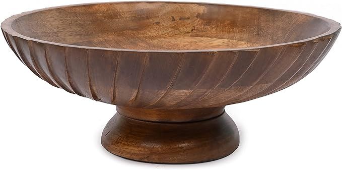 EDHAS Mango Wood Decorative Wooden Bowl Hand Carved Home Decor for Dining Table Center, Living Ro... | Amazon (US)