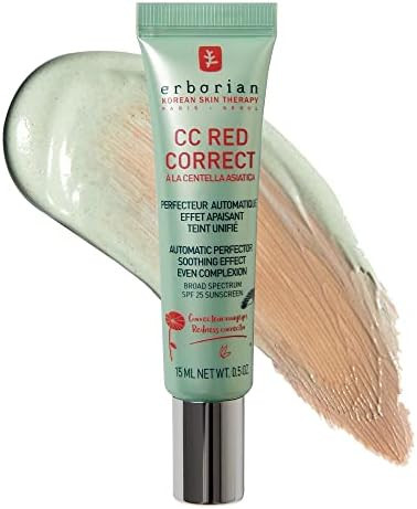 Erborian CC Red Color Correcting SPF 25 Green Pigment Cream, Neutralizes Redness, Calms Skin, Lig... | Amazon (US)