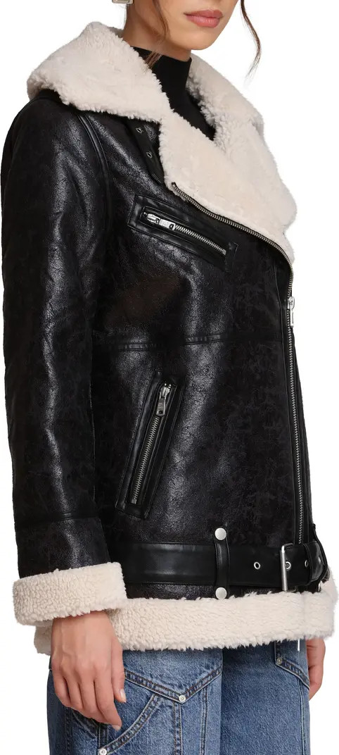 Avec Les Filles Faux Leather Biker Jacket with Faux Shearling Collar | Nordstrom | Nordstrom