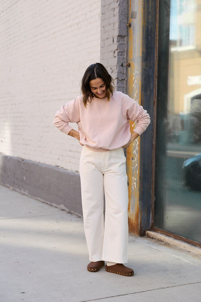 Whether you're working from home or grabbing lunch with friends, this outfit is easy and feels put together, without sacrificing comfort. This crewneck sweatshirt from Evereve is the perfect winter layering piece & I love it styled with these white barrel jeans and clogs!  

 #LTKdayinmylife #LTKSeasonal