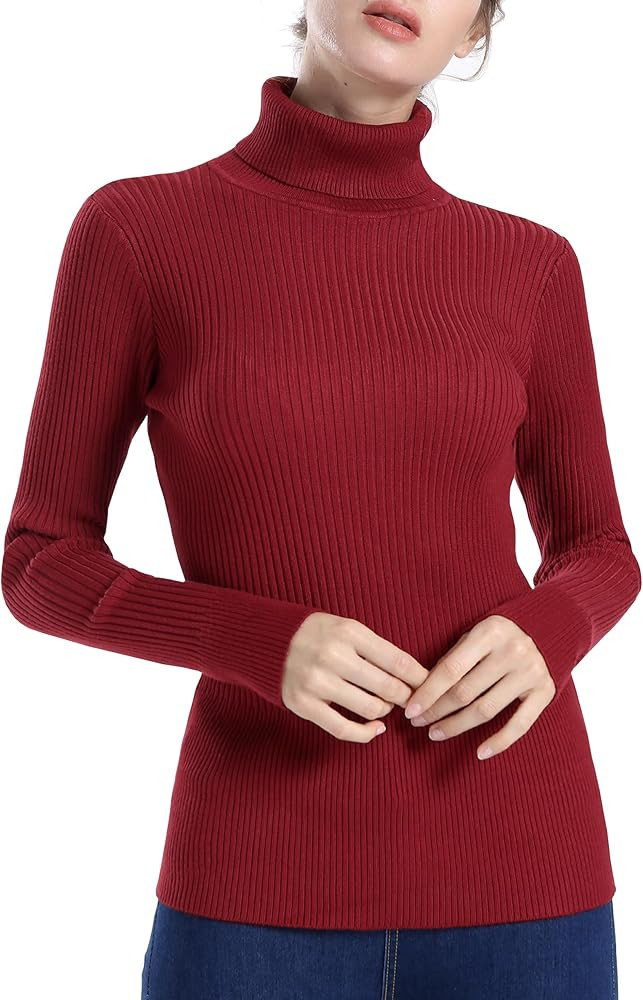 ninovino Women's Turtleneck Ribbed Long Sleeve Sweater Pullover Tops | Amazon (US)