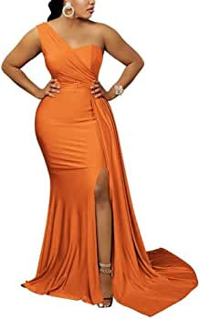 Lexiart Womens Sexy One Shoulder Slit Long Mermaid Dress Bodycon Formal Evening Prom Gowns | Amazon (US)