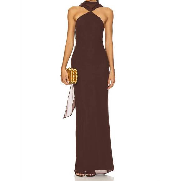 NEW AMANDA UPRICHARD ashton maxi dress in cocoa | Poshmark